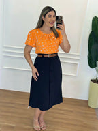 Conjunto Saia Midi Preta